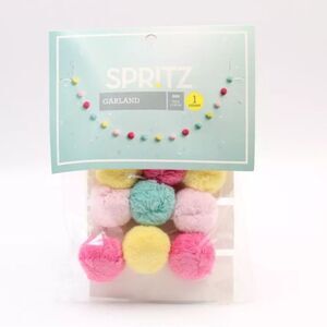 Spritz Tri- Color Pom Pom Garland Banner -  Room Wall Decor Party Supply